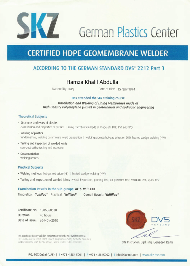 Certificates and trainings